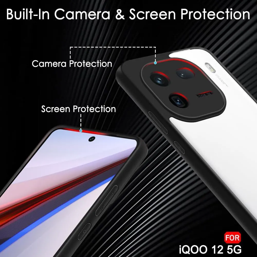 Micvir Back Cover for iQOO 12 5G (Transparent, Black, Shock Proof, Plastic, Silicon, Pack of: 1) — image 3 of 5