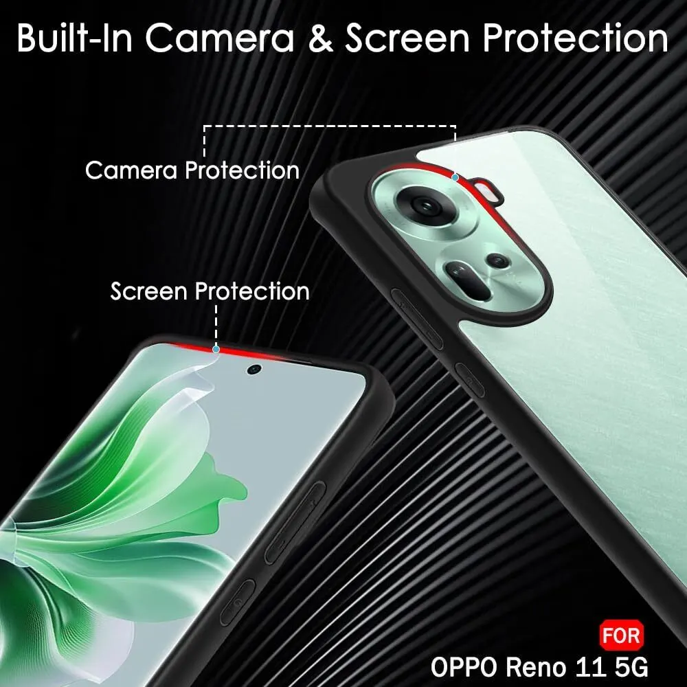 Micvir Back Cover for Oppo Reno 11 5G (Transparent, Black, Shock Proof, Plastic, Silicon, Pack of: 1) — image 3 of 5