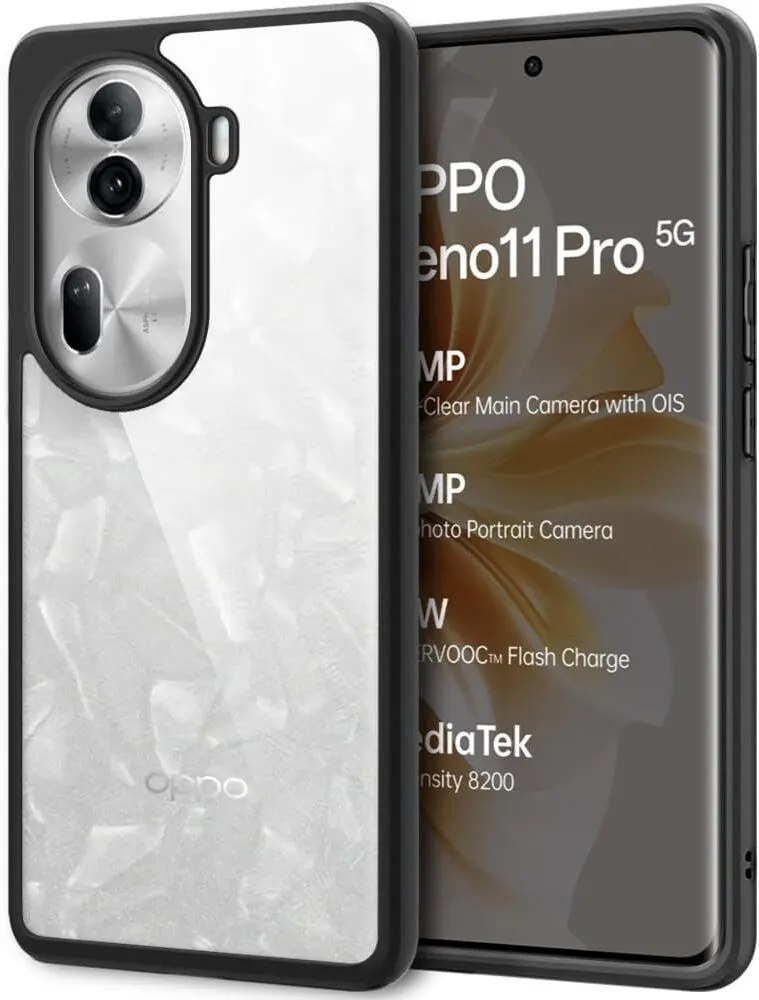 Micvir Back Cover for Oppo Reno 11 Pro 5G (Transparent, Black, Shock Proof, Plastic, Silicon, Pack of: 1)