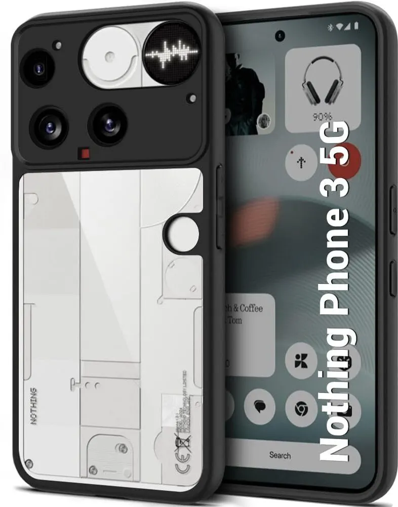 Micvir Back Cover for Nothing Phone 3 5G (Transparent, Black, Shock Proof, Plastic, Silicon, Pack of: 1)