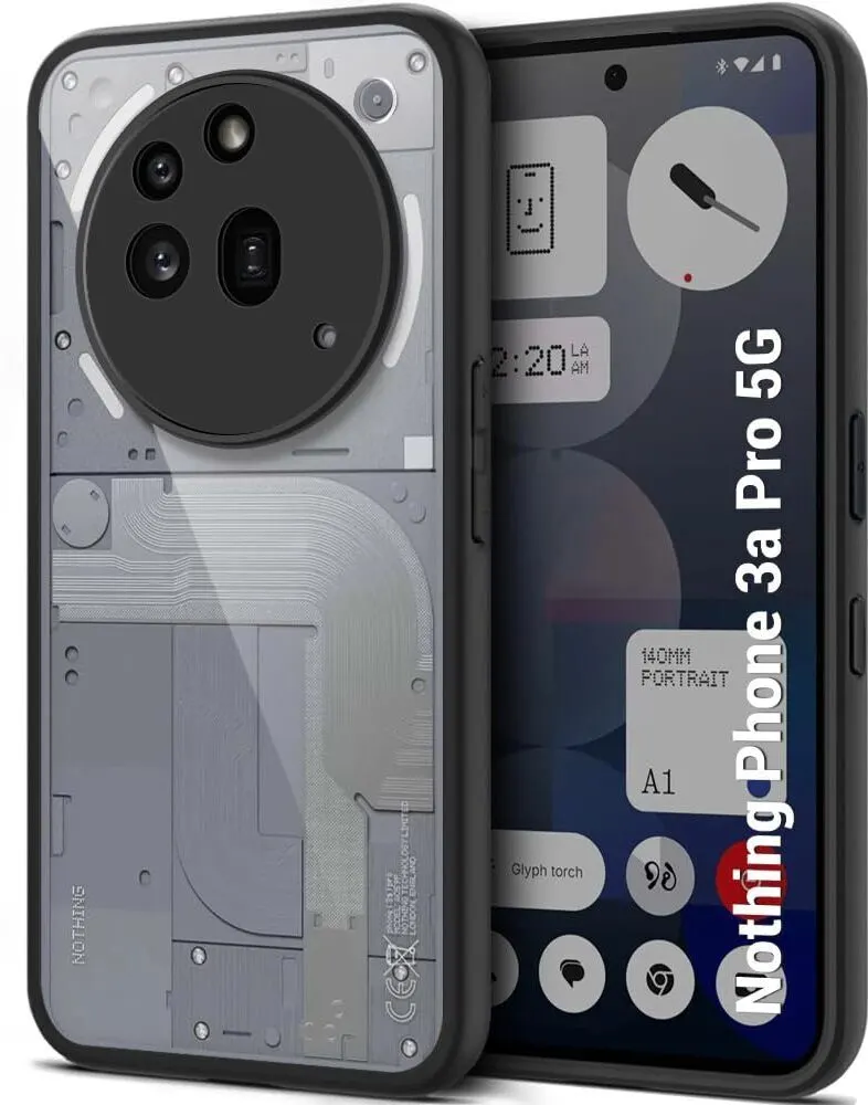 Micvir Back Cover for Nothing Phone (3a) Pro (Transparent, Black, Shock Proof, Pack of: 1)