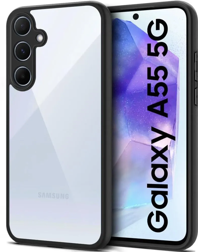 Micvir Back Cover for Samsung Galaxy A55 5G (Transparent, Black, Shock Proof, Plastic, Silicon, Pack of: 1)