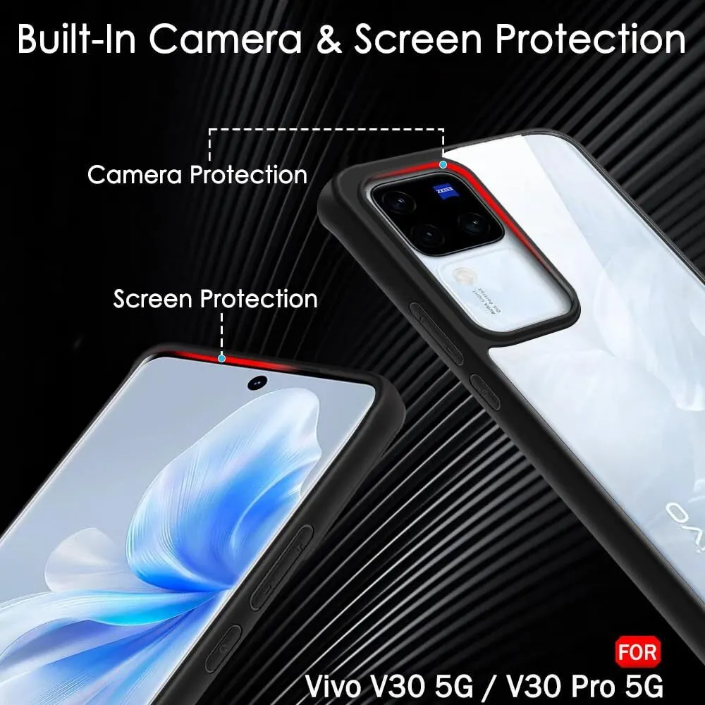 Micvir Back Cover for Vivo V30 5G (Transparent, Black, Shock Proof, Plastic, Silicon, Pack of: 1) — image 3 of 5