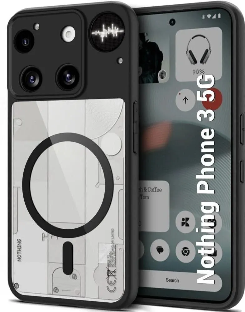 Micvir Back Cover for Nothing Phone 3 5G (Transparent, Black, Shock Proof, Plastic, Silicon, Pack of: 1)