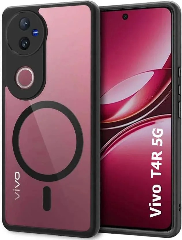 Micvir Back Cover for Vivo T4R 5G (Transparent, Black, Shock Proof, Pack of: 1)