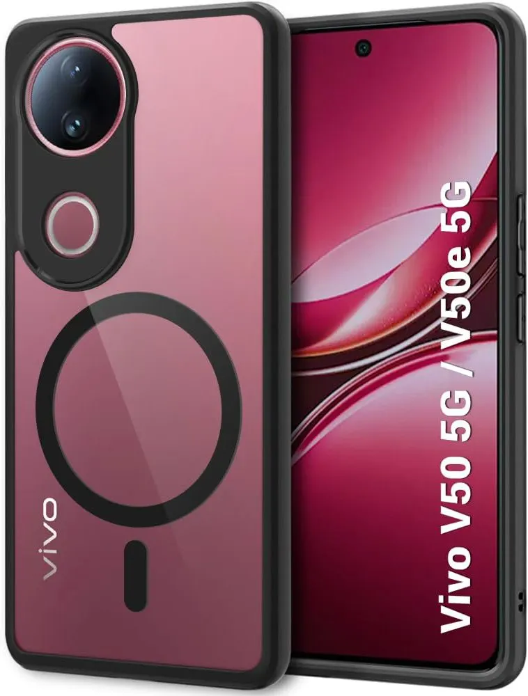 Micvir Back Cover for Vivo V50e 5G (Transparent, Black, Shock Proof, Plastic, Silicon, Pack of: 1)
