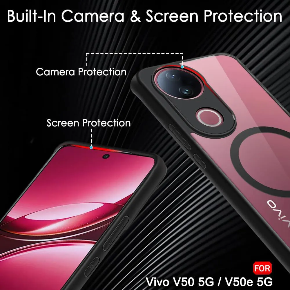 Micvir Back Cover for Vivo V50e 5G (Transparent, Black, Shock Proof, Plastic, Silicon, Pack of: 1) — image 3 of 5