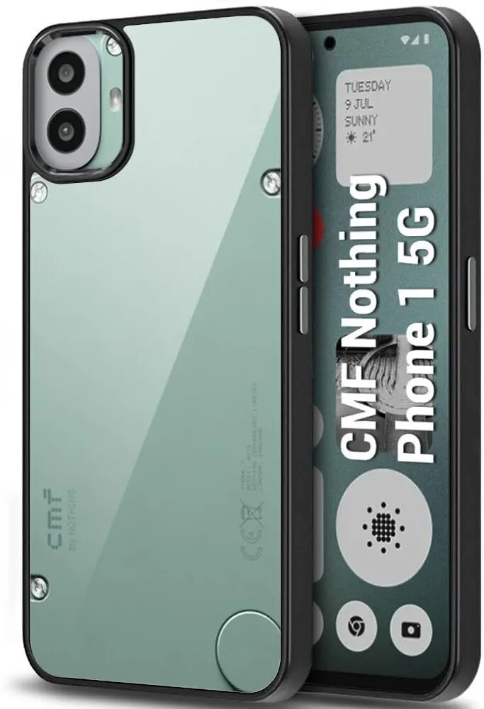 Micvir Back Cover for CMF by Nothing Phone 1 (Transparent, Black, Shock Proof, Plastic, Silicon, Pack of: 1)
