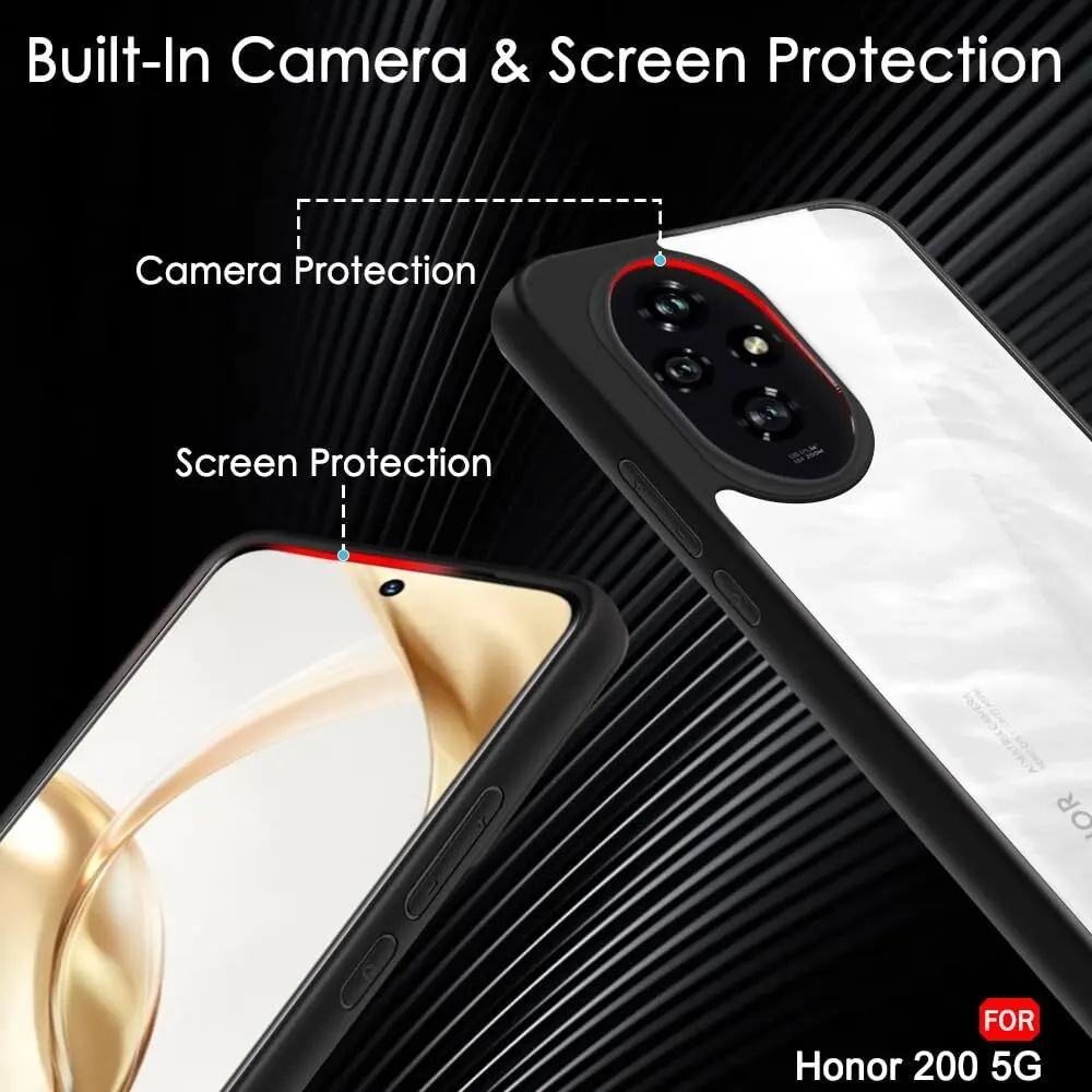 Micvir Back Cover for Honor 200 Pro (Transparent, Black, Shock Proof, Plastic, Silicon, Pack of: 1) — image 3 of 5