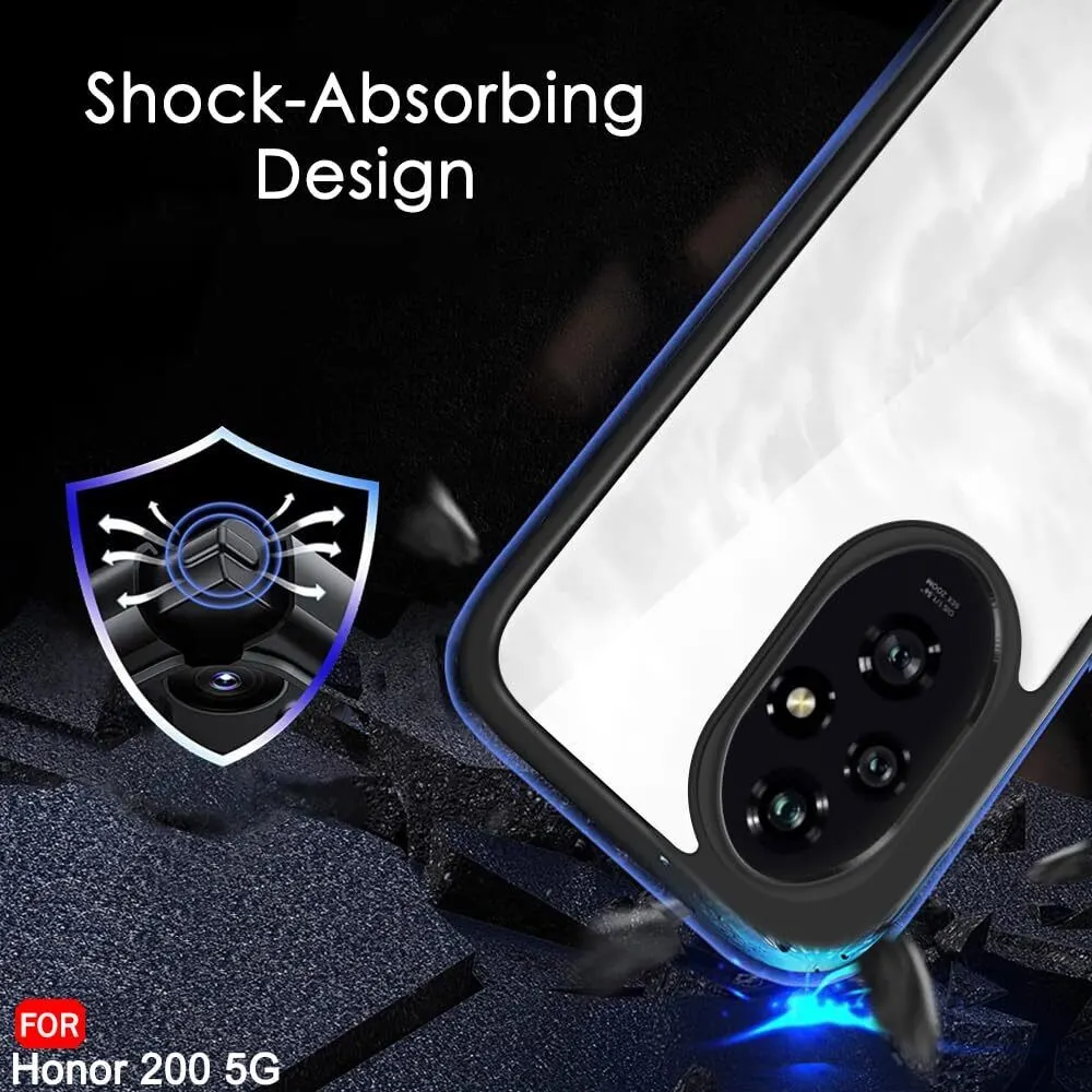Micvir Back Cover for Honor 200 Pro (Transparent, Black, Shock Proof, Plastic, Silicon, Pack of: 1) — image 4 of 5