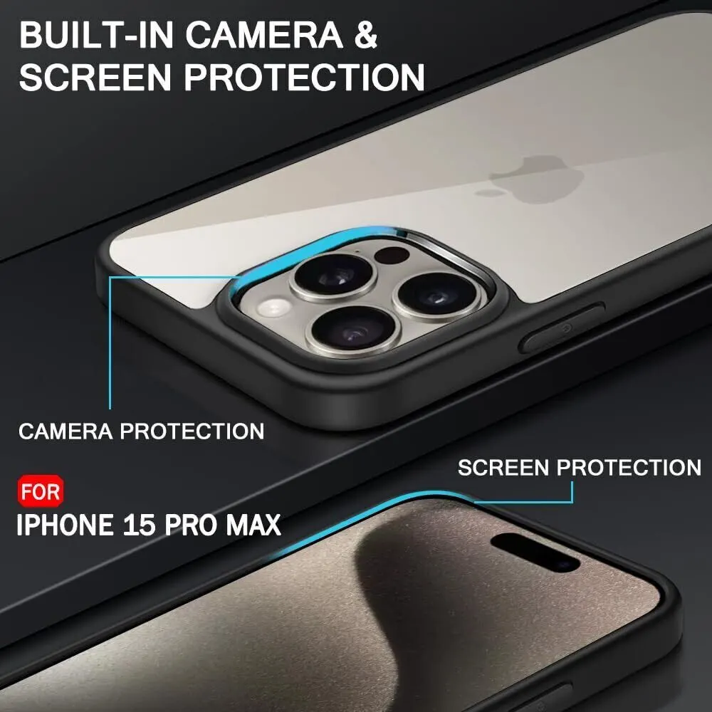 Micvir Back Cover for Apple iPhone 15 Pro Max (Transparent, Black, Shock Proof, Pack of: 1) — image 2 of 5