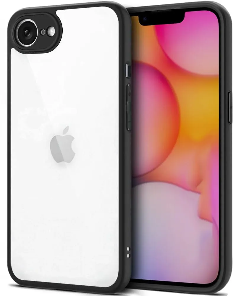 Micvir Back Cover for Apple iPhone 16e (Transparent, Black, Shock Proof, Plastic, Silicon, Pack of: 1)