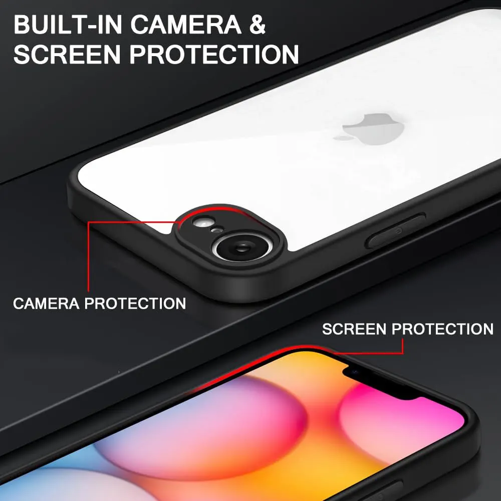 Micvir Back Cover for Apple iPhone 16e (Transparent, Black, Shock Proof, Plastic, Silicon, Pack of: 1) — image 3 of 4