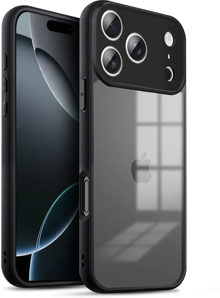 Micvir Back Cover for Apple iPhone 17 Pro Max (Transparent, Black, Shock Proof, Pack of: 1)