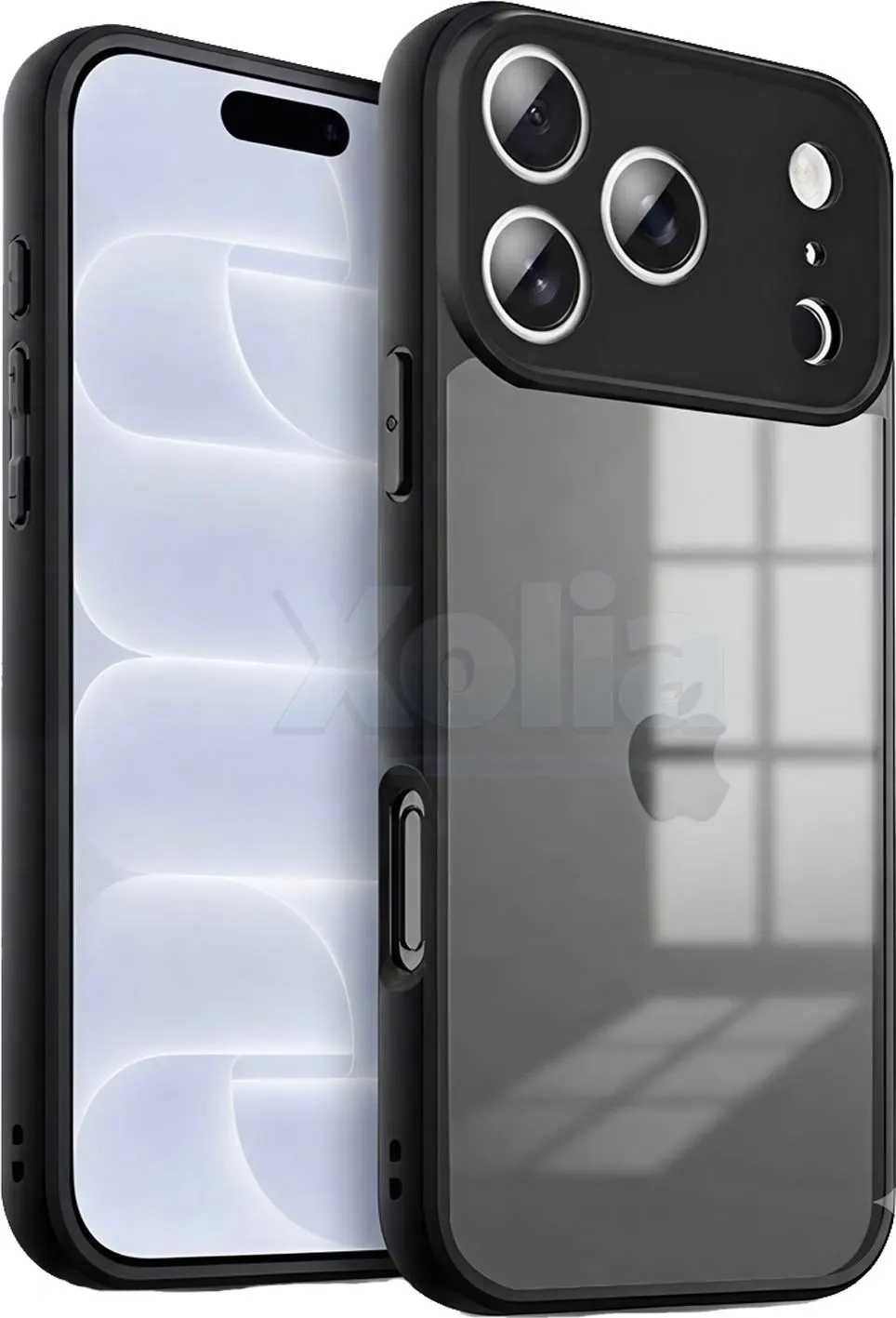 Xolia Back Cover for Apple iPhone 18 Pro (Transparent, Black, Shock Proof, Polycarbonate, Silicon, Pack of: 1)