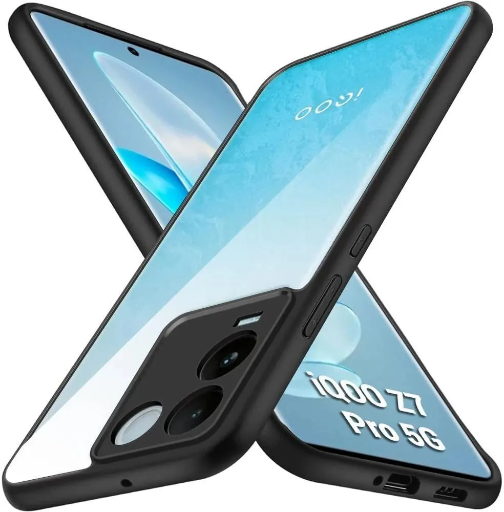 Micvir Back Cover for iQOO Z7 Pro 5G (Transparent, Black, Shock Proof, Plastic, Silicon, Pack of: 1)