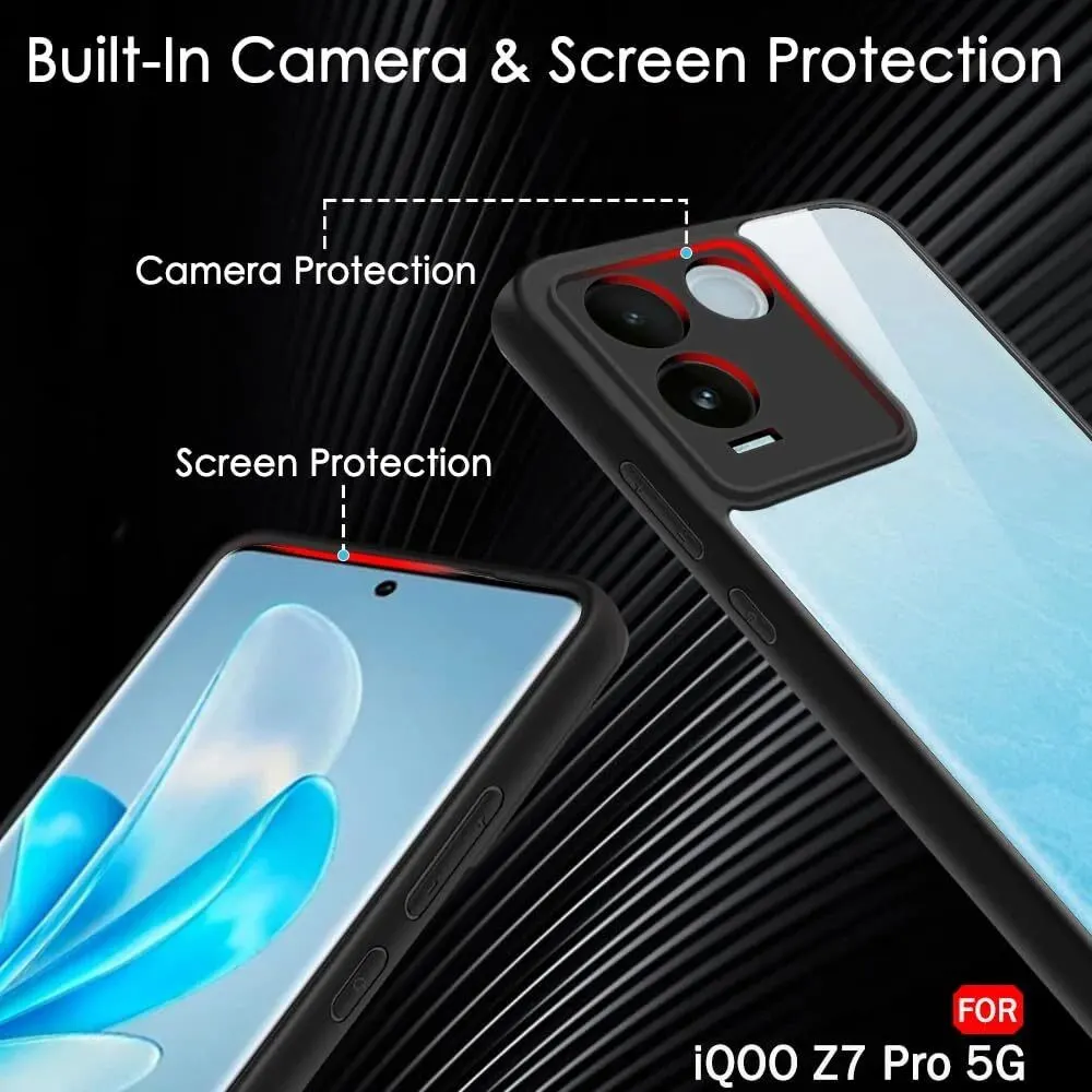 Micvir Back Cover for iQOO Z7 Pro 5G (Transparent, Black, Shock Proof, Plastic, Silicon, Pack of: 1) — image 3 of 5