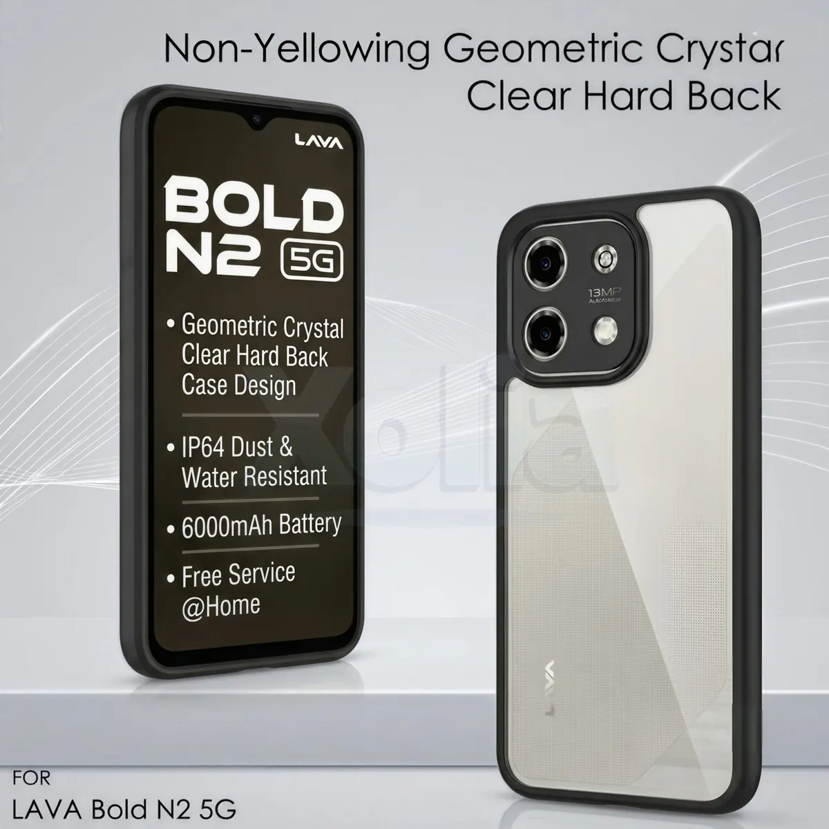 Xolia Back Cover for LAVA Bold N2 5G (Transparent, Black, Shock Proof, Plastic, Silicon, Pack of: 1) — image 2 of 4
