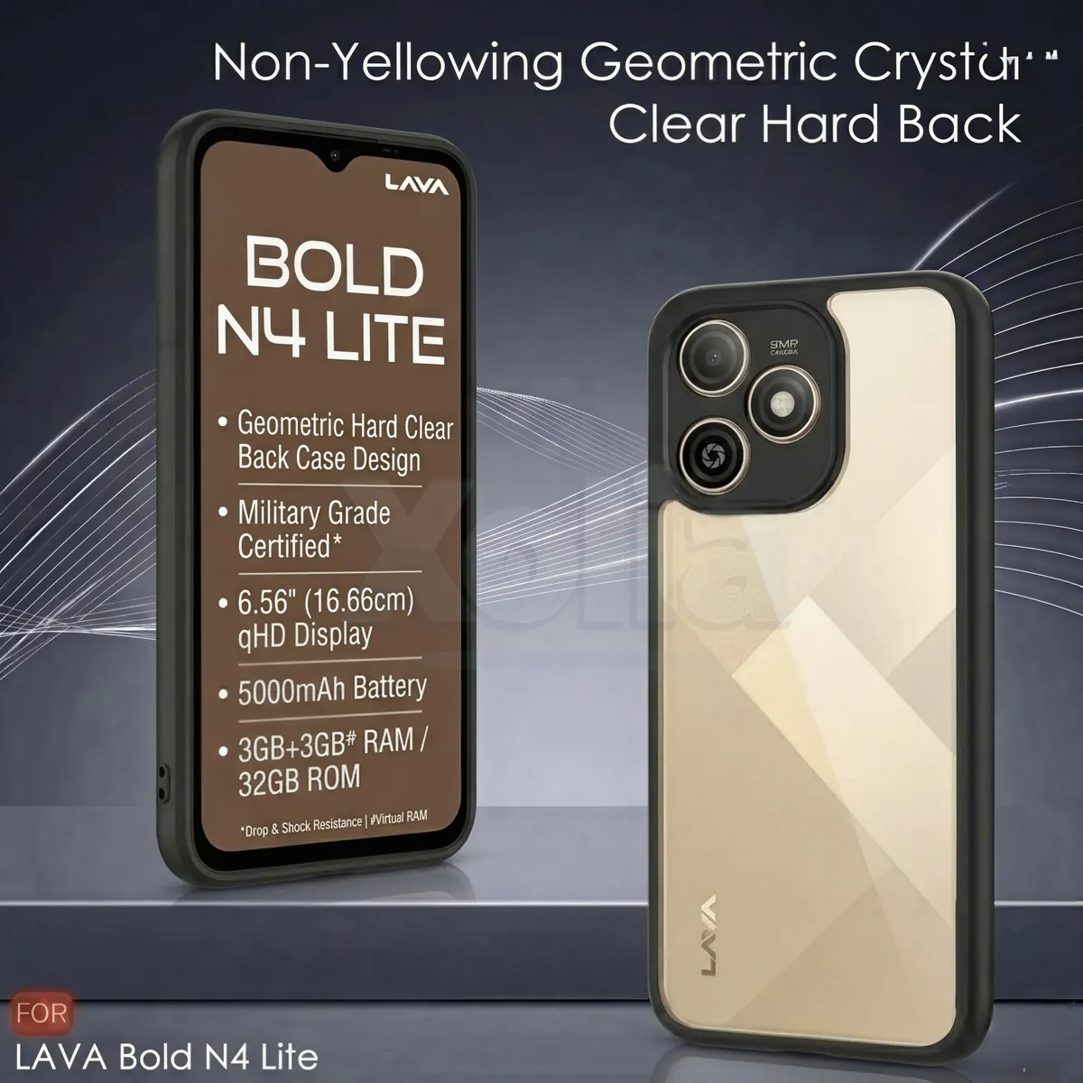 Xolia Back Cover for Lava Bold N4 Lite (Transparent, Black, Shock Proof, Plastic, Silicon, Pack of: 1) — image 2 of 4