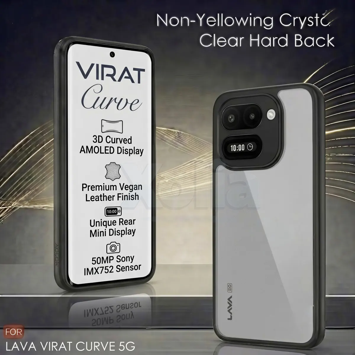 Xolia Back Cover for LAVA Virat Curve 5G (Transparent, Black, Shock Proof, Plastic, Silicon, Pack of: 1) — image 2 of 4