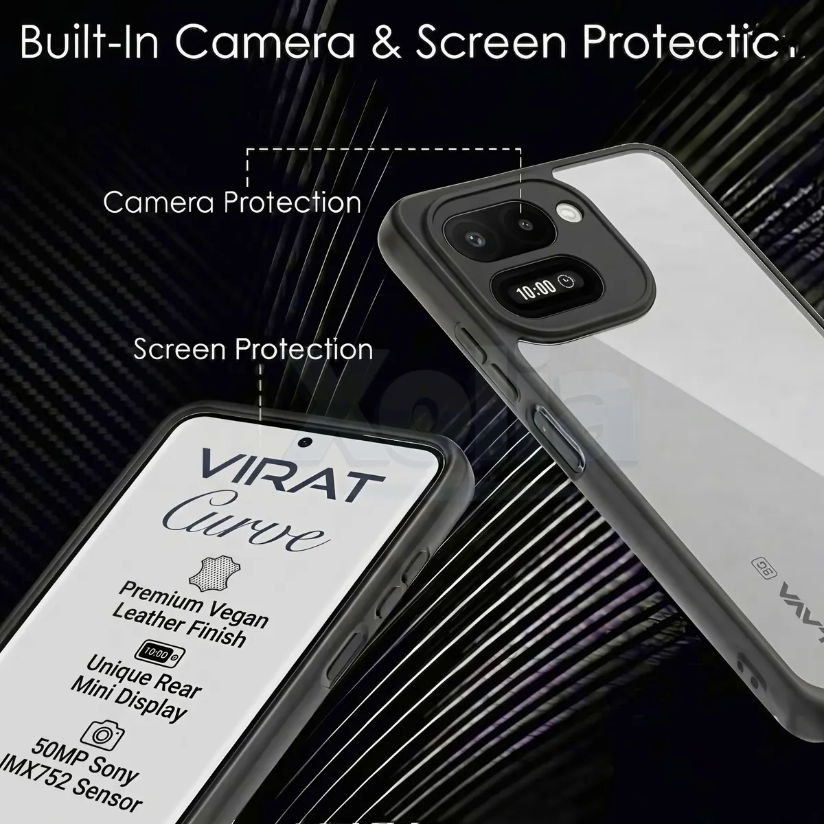 Xolia Back Cover for LAVA Virat Curve 5G (Transparent, Black, Shock Proof, Plastic, Silicon, Pack of: 1) — image 3 of 4
