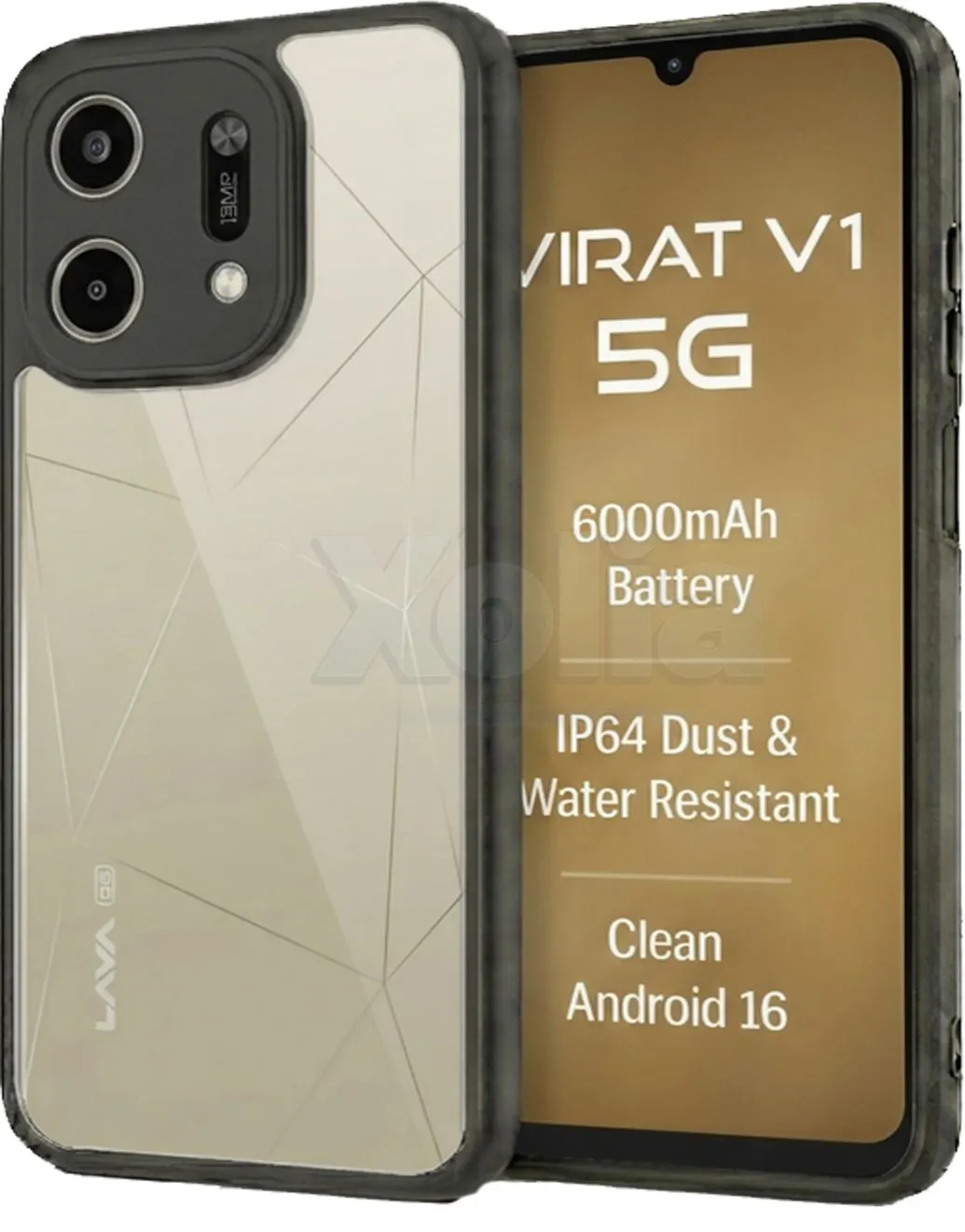 Xolia Back Cover for LAVA Virat V1 5G (Transparent, Black, Shock Proof, Plastic, Silicon, Pack of: 1)