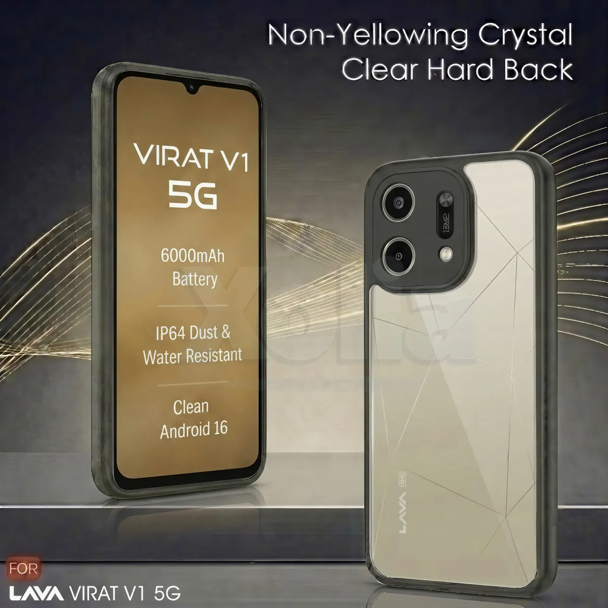 Xolia Back Cover for LAVA Virat V1 5G (Transparent, Black, Shock Proof, Plastic, Silicon, Pack of: 1) — image 2 of 4