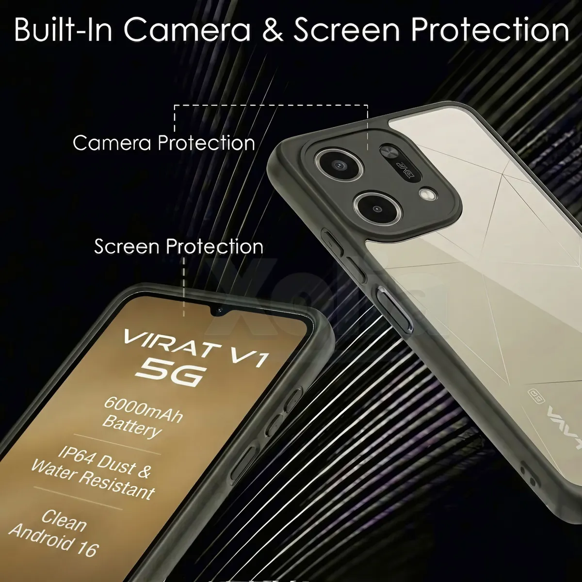 Xolia Back Cover for LAVA Virat V1 5G (Transparent, Black, Shock Proof, Plastic, Silicon, Pack of: 1) — image 3 of 4
