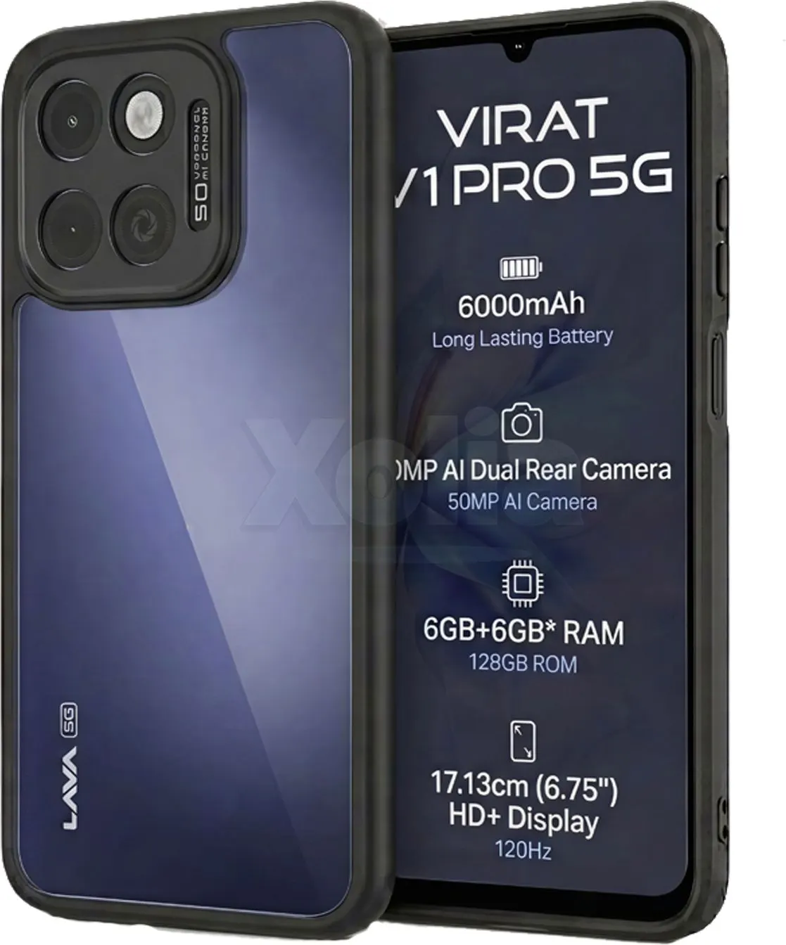 Xolia Back Cover for LAVA Virat V1 Pro 5G (Transparent, Black, Shock Proof, Plastic, Silicon, Pack of: 1)