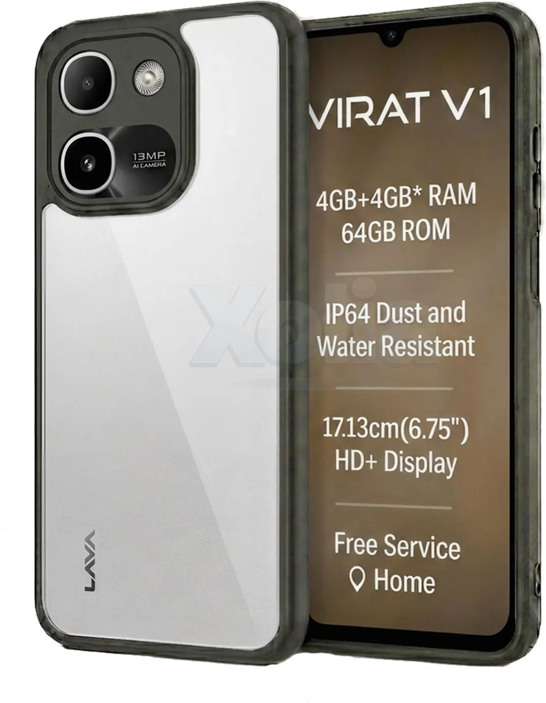 Xolia Back Cover for LAVA Virat V1 (Transparent, Black, Shock Proof, Plastic, Silicon, Pack of: 1)