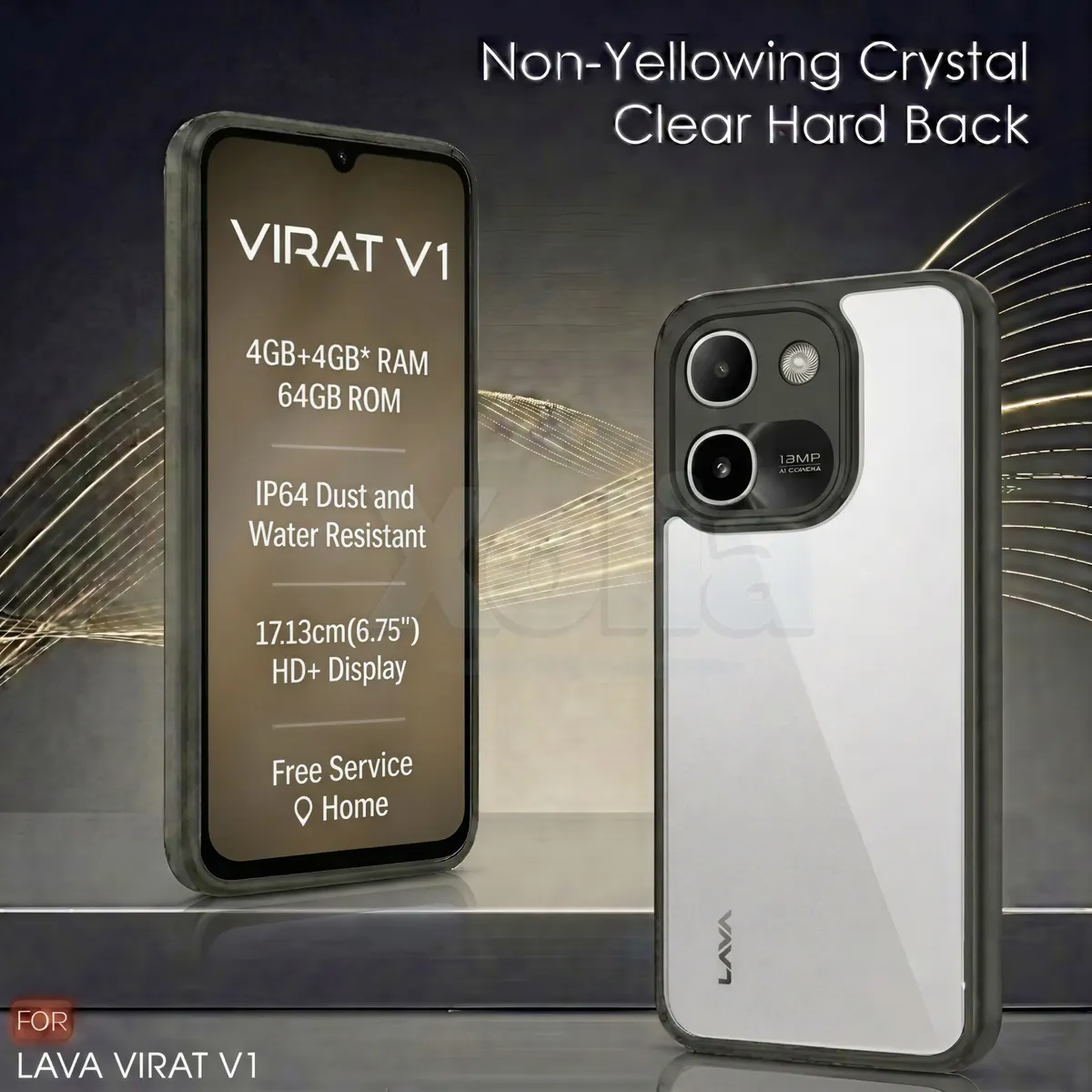 Xolia Back Cover for LAVA Virat V1 (Transparent, Black, Shock Proof, Plastic, Silicon, Pack of: 1) — image 2 of 4