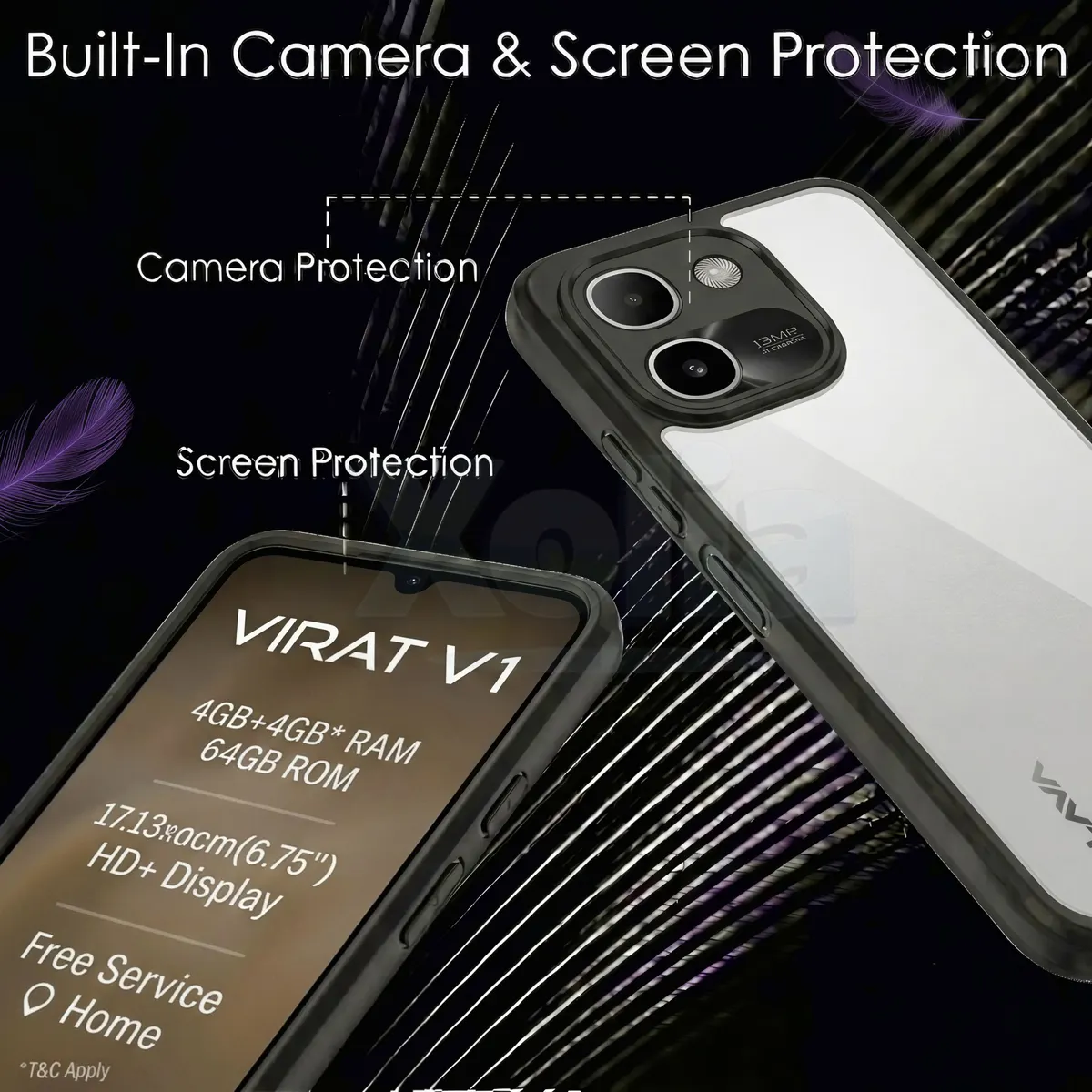 Xolia Back Cover for LAVA Virat V1 (Transparent, Black, Shock Proof, Plastic, Silicon, Pack of: 1) — image 3 of 4