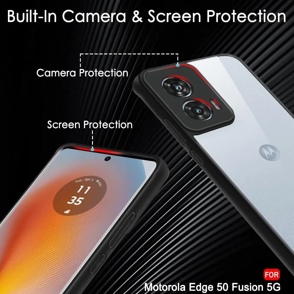 Micvir Back Cover for MOTOROLA Edge 50 Fusion (Transparent, Black, Shock Proof, Plastic, Silicon, Pack of: 1) — image 3 of 5