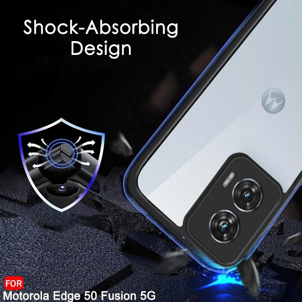 Micvir Back Cover for MOTOROLA Edge 50 Fusion (Transparent, Black, Shock Proof, Plastic, Silicon, Pack of: 1) — image 4 of 5