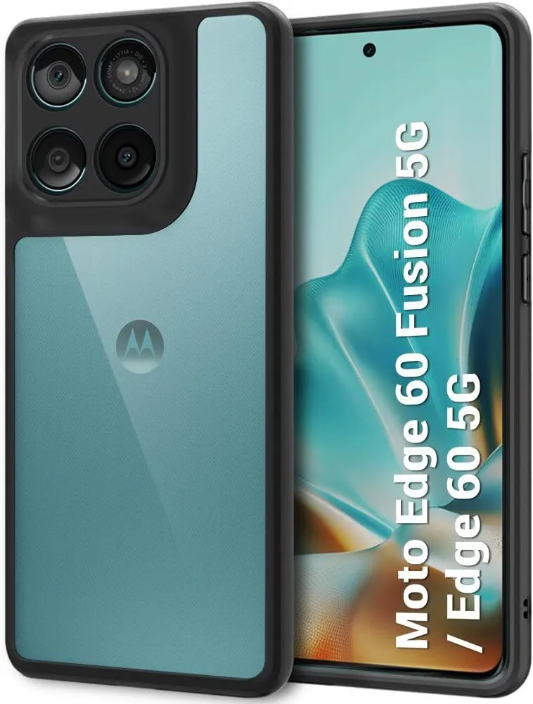 Micvir Back Cover for Motorola Edge 60 5G (Transparent, Black, Shock Proof, Plastic, Silicon, Pack of: 1)