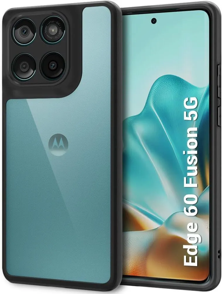 Micvir Back Cover for MOTOROLA Edge 60 Fusion 5G (Transparent, Black, Shock Proof, Plastic, Silicon, Pack of: 1)