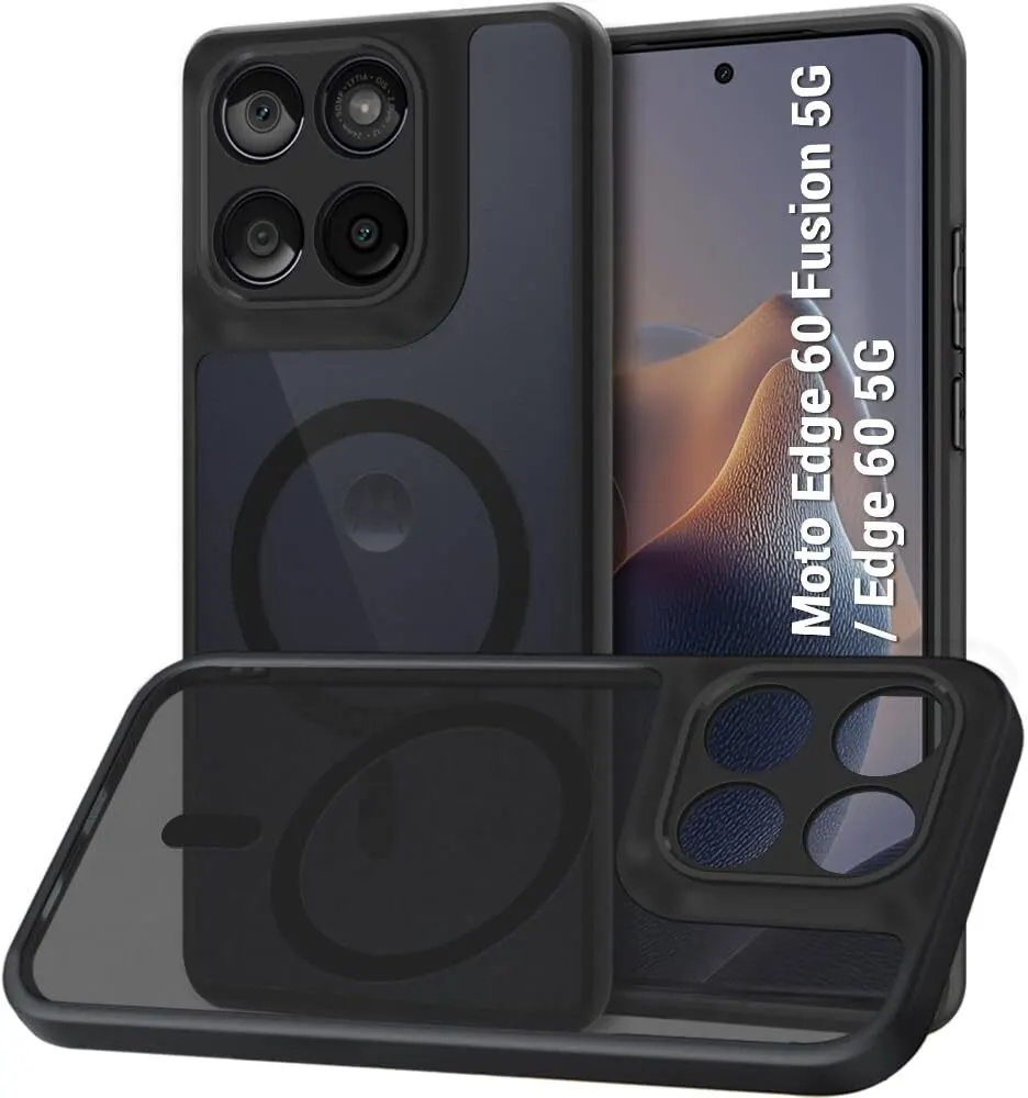 Micvir Back Cover for MOTOROLA Edge 60 Fusion 5G (Black, Shock Proof, Plastic, Silicon, Pack of: 1)