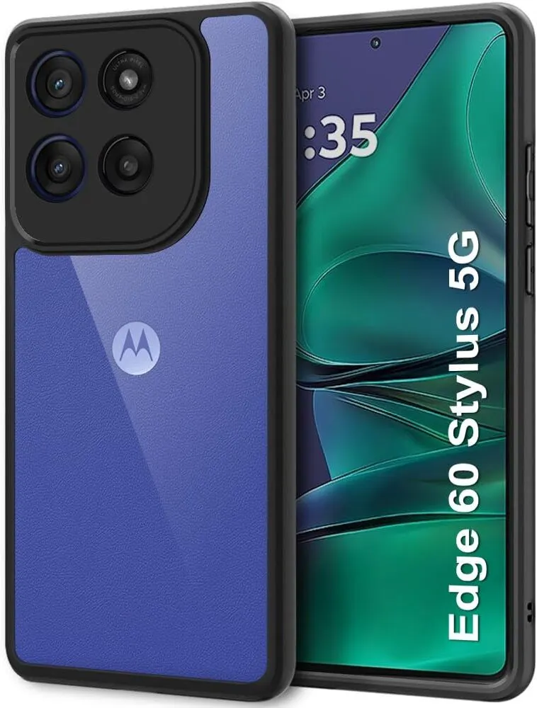 Micvir Back Cover for MOTOROLA Edge 60 Stylus (Transparent, Black, Shock Proof, Plastic, Silicon, Pack of: 1)