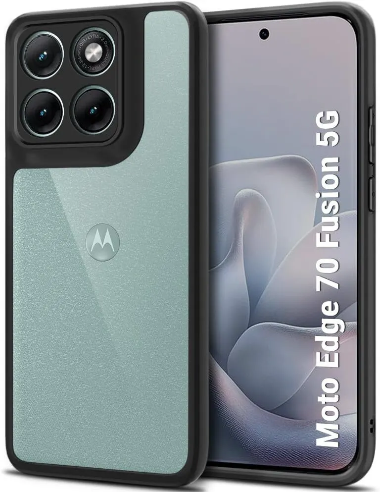 Xolia Back Cover for MOTOROLA Edge 70 Fusion 5G (Transparent, Black, Shock Proof, Plastic, Silicon, Pack of: 1)