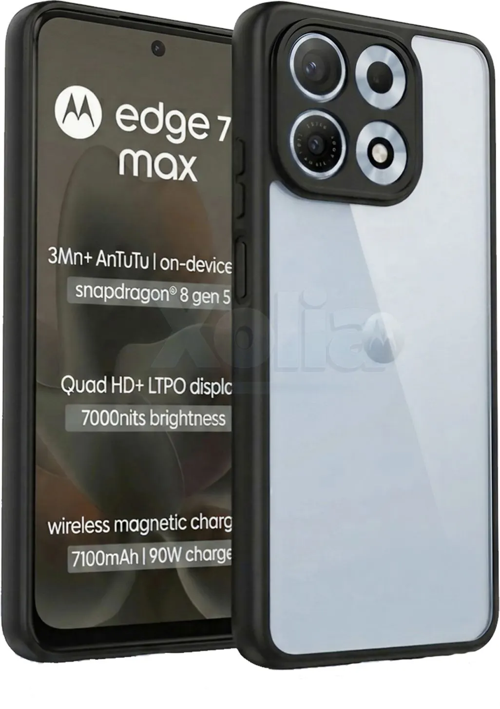 Xolia Back Cover for MOTOROLA Edge 70 Max (Transparent, Black, Shock Proof, Plastic, Pack of: 1)