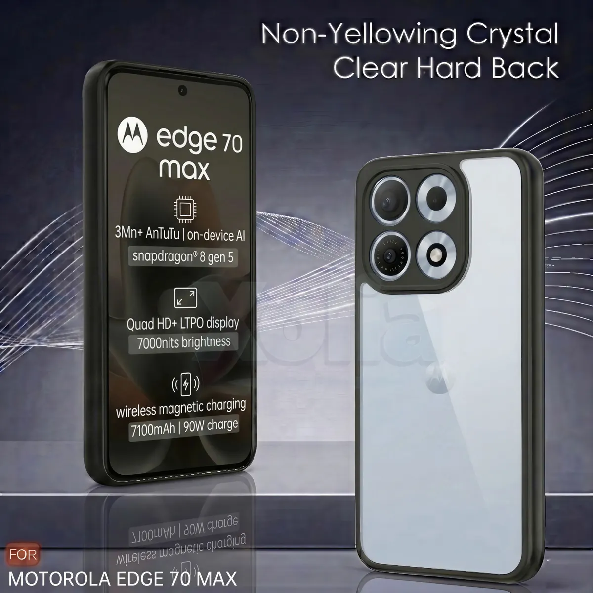 Xolia Back Cover for MOTOROLA Edge 70 Max (Transparent, Black, Shock Proof, Plastic, Pack of: 1) — image 3 of 5
