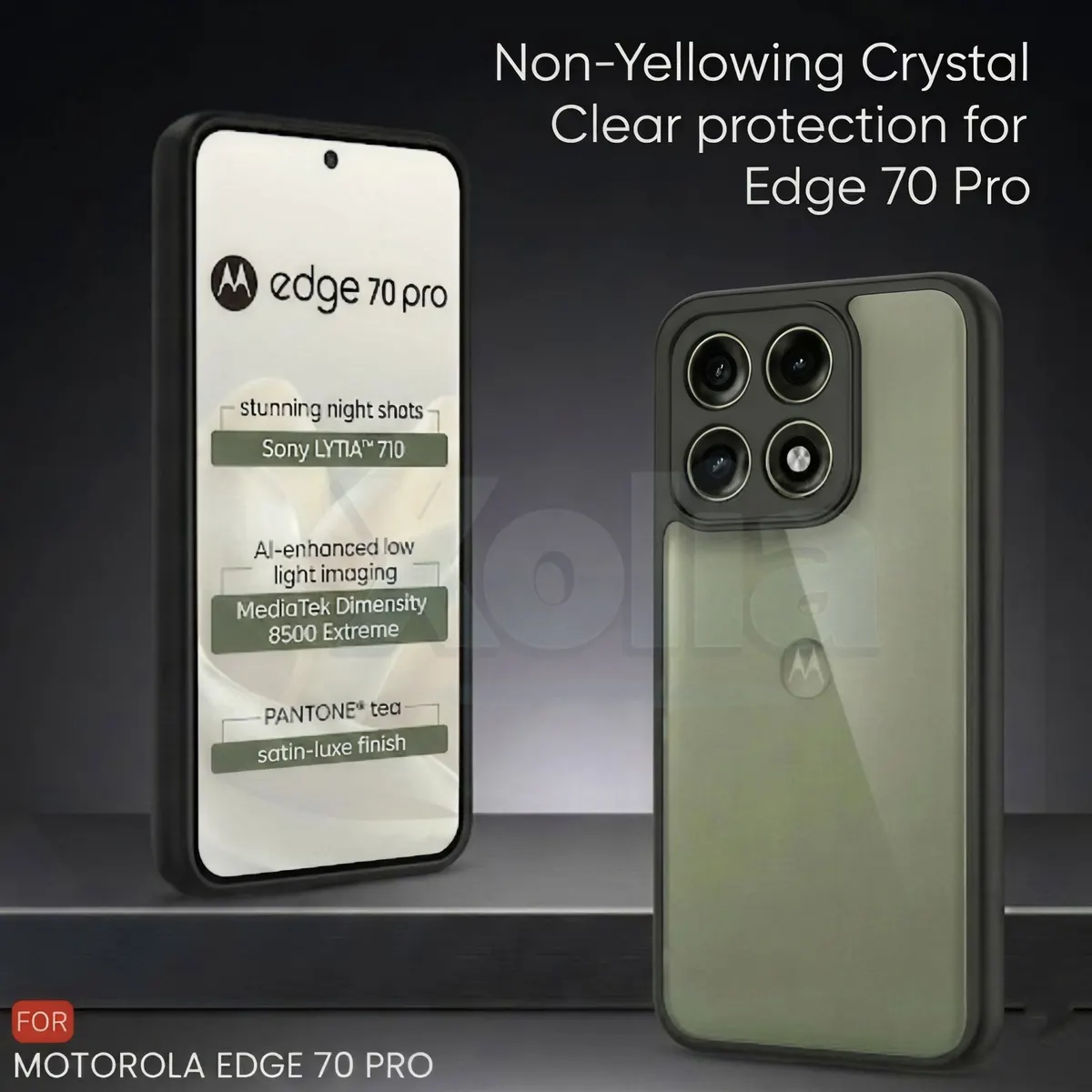 Xolia Back Cover for Motorola Edge 70 Pro 5G (Transparent, Black, Shock Proof, Plastic, Silicon, Pack of: 1) — image 3 of 5