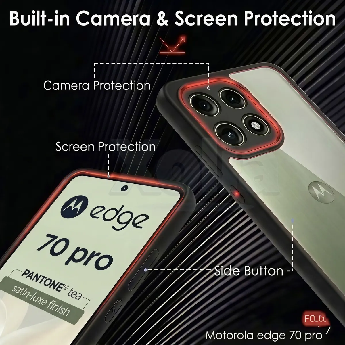 Xolia Back Cover for Motorola Edge 70 Pro 5G (Transparent, Black, Shock Proof, Plastic, Silicon, Pack of: 1) — image 4 of 5