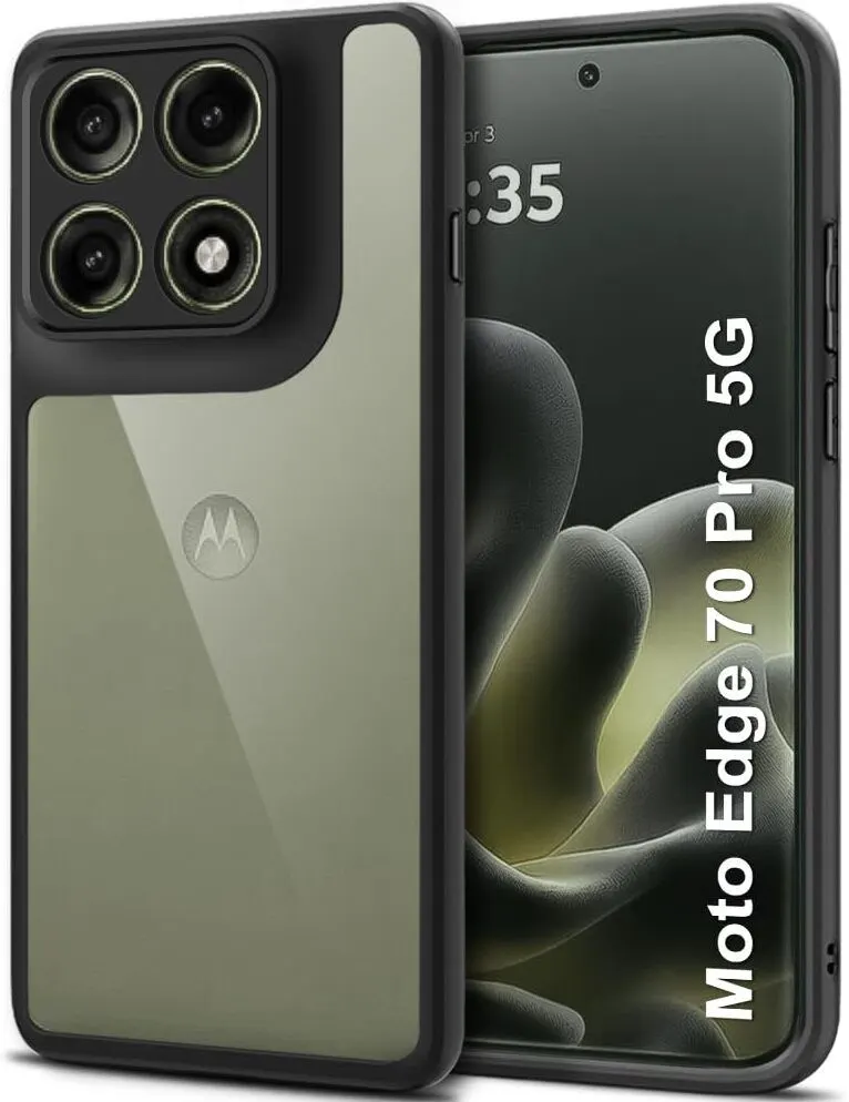Xolia Back Cover for Motorola Edge 70 Pro Plus 5G (Transparent, Black, Shock Proof, Plastic, Silicon, Pack of: 1)