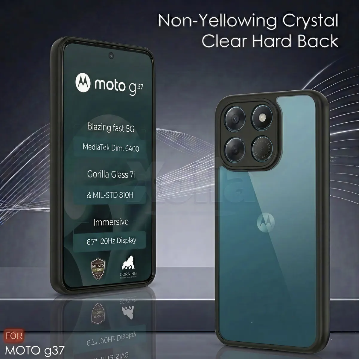 Xolia Back Cover for Motorola G37 Power 5G (Black, Shock Proof, Plastic, Silicon, Pack of: 1) — image 3 of 5