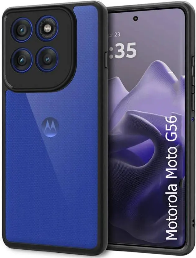 Micvir Back Cover for Motorola Moto G56 5G (Transparent, Black, Shock Proof, Pack of: 1)