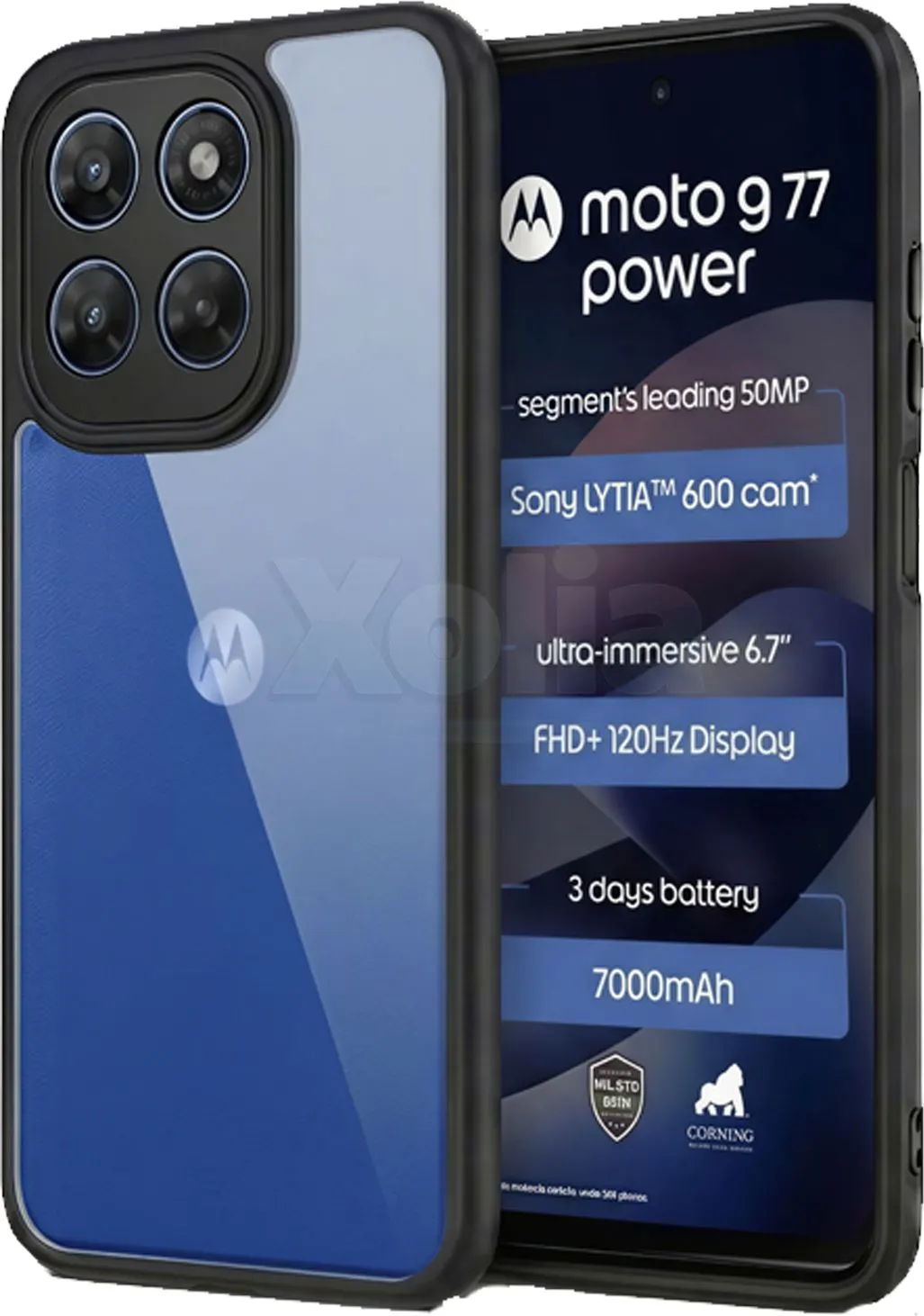 Xolia Back Cover for Motorola G77 Power 5G (Transparent, Black, Shock Proof, Plastic, Silicon, Pack of: 1)