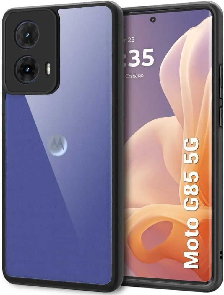 Micvir Back Cover for MOTOROLA G85 5G (Transparent, Black, Shock Proof, Plastic, Silicon, Pack of: 1)