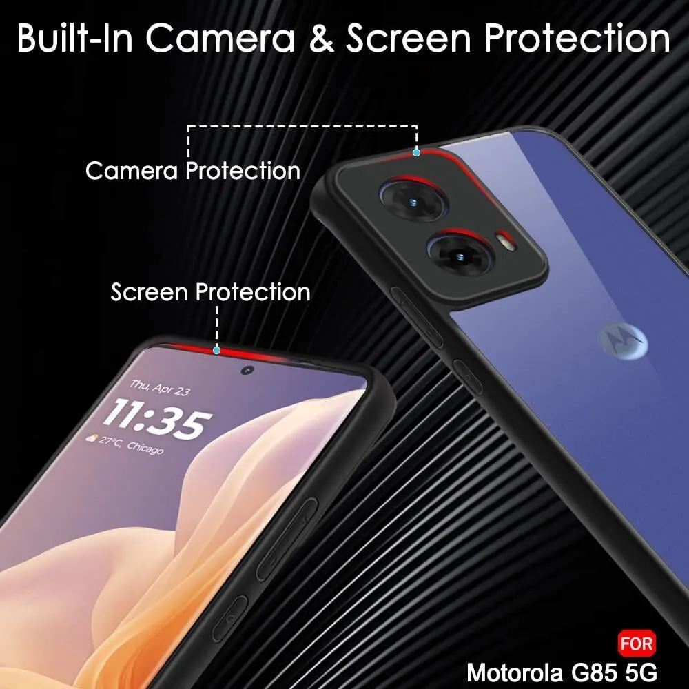 Micvir Back Cover for MOTOROLA G85 5G (Transparent, Black, Shock Proof, Plastic, Silicon, Pack of: 1) — image 3 of 5
