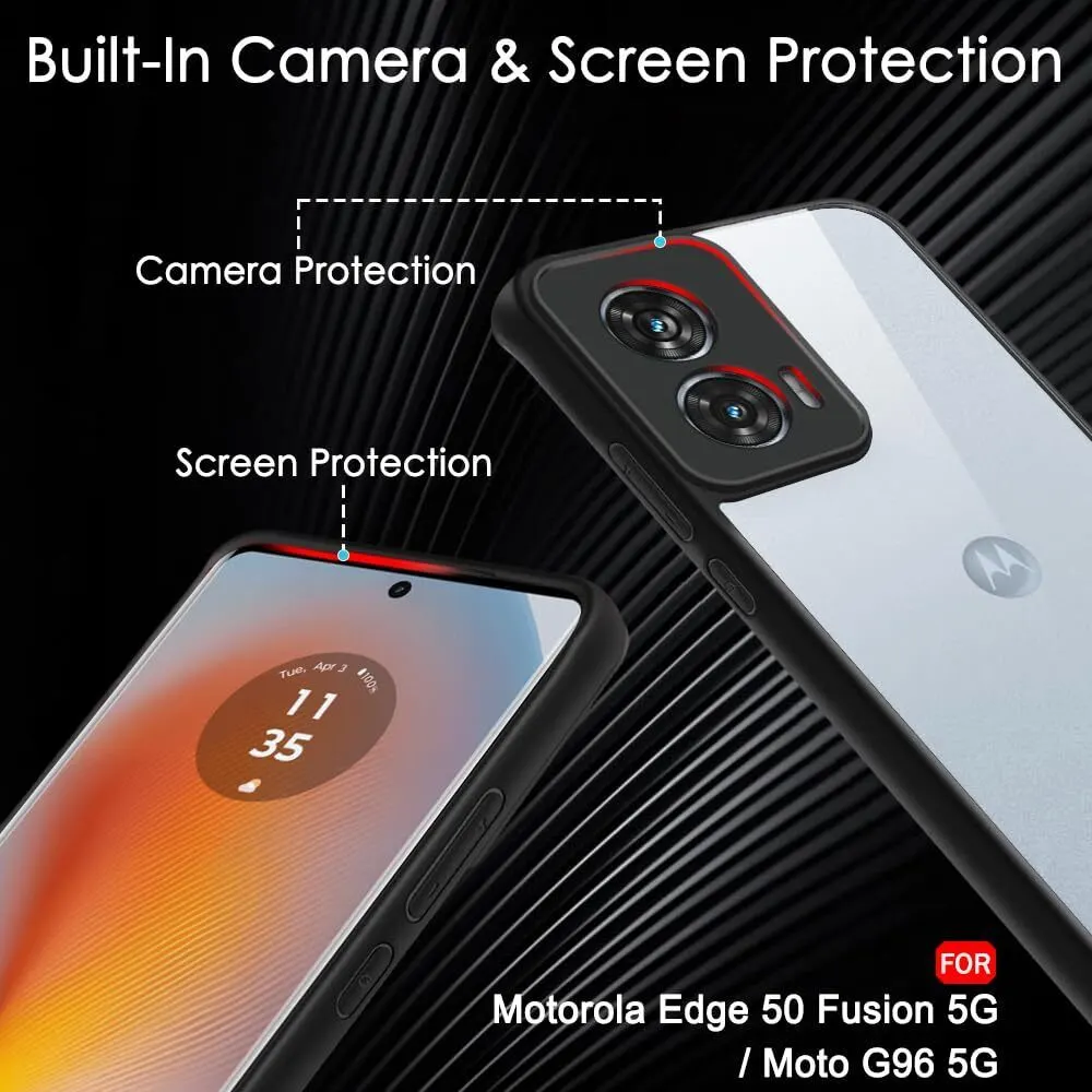 Micvir Back Cover for Motorola Moto G96 5G (Transparent, Black, Shock Proof, Plastic, Silicon, Pack of: 1) — image 4 of 5
